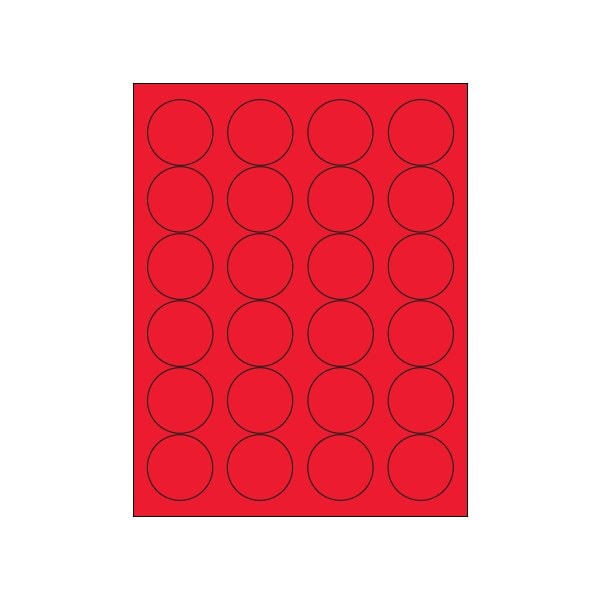 Bsc Preferred 1 2/3'' Fluorescent Red Circle Laser Labels, 2400PK BUY00015922 - main